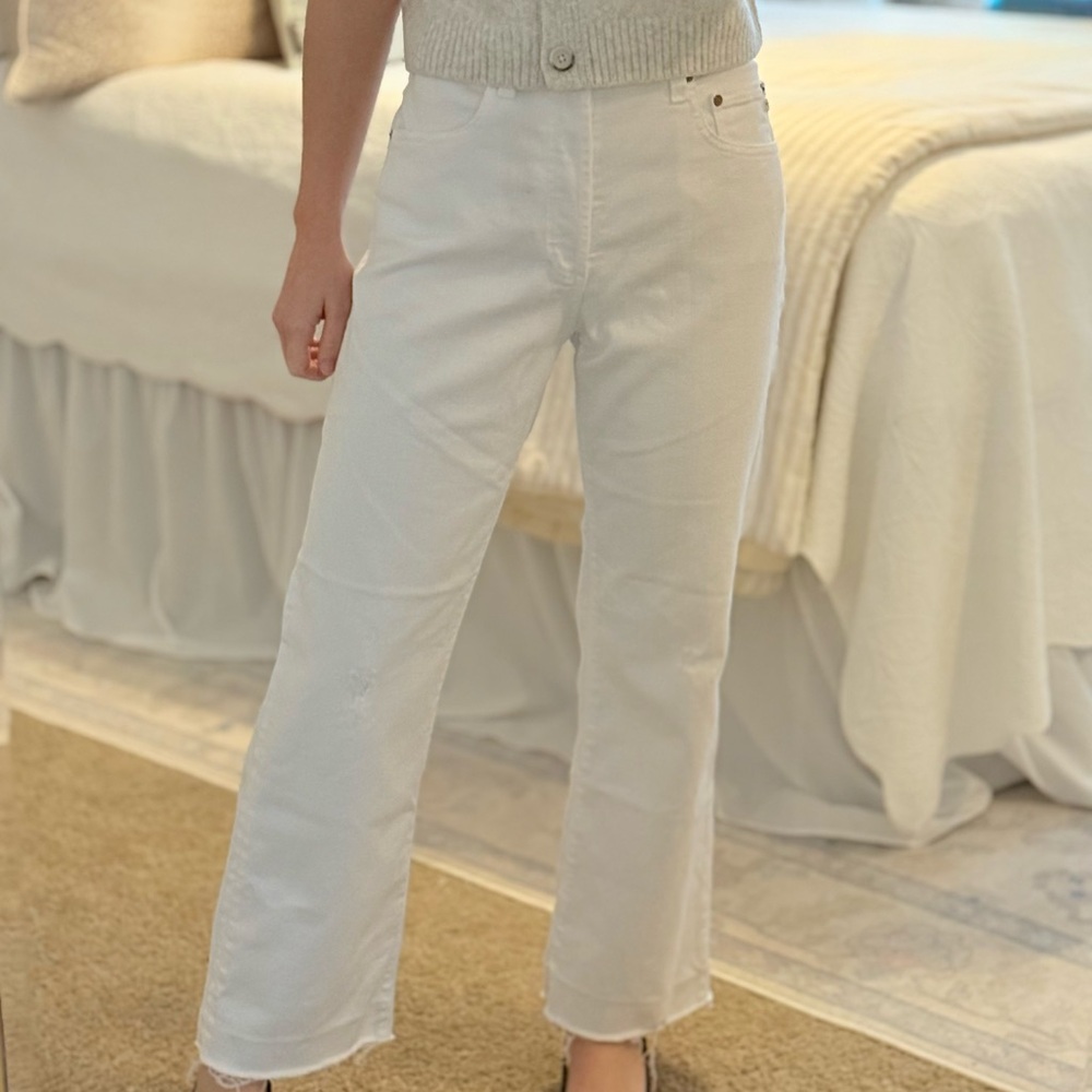 AG Adriano Goldschmied Women's Cream Straight Leg Jeans